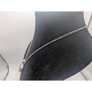 ROSE QUARTZ Round Pendant Necklace Womens Silver Tone 14.91g 18in Minimalist